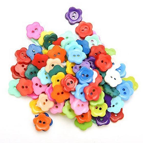 100pcs 12 mm mixte couleur Prune Fleur Résine Boutons à coudre Accessoires