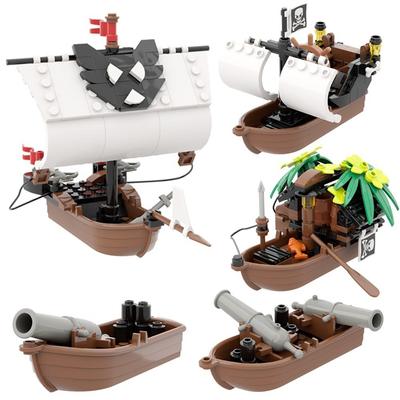 Montieren Kleinteile Baustein Treibfloß Piratenkanonenboot Hafenszene Tischdekoration