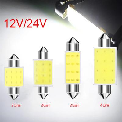 10 Stück/Los C5W LED-Lampe Soffitte 31/36/39/41mm 12V 24V COB 6500K Weiß Auto Innenraum Dom Leseleuchten Kofferraum Kennzeichenleuchte T