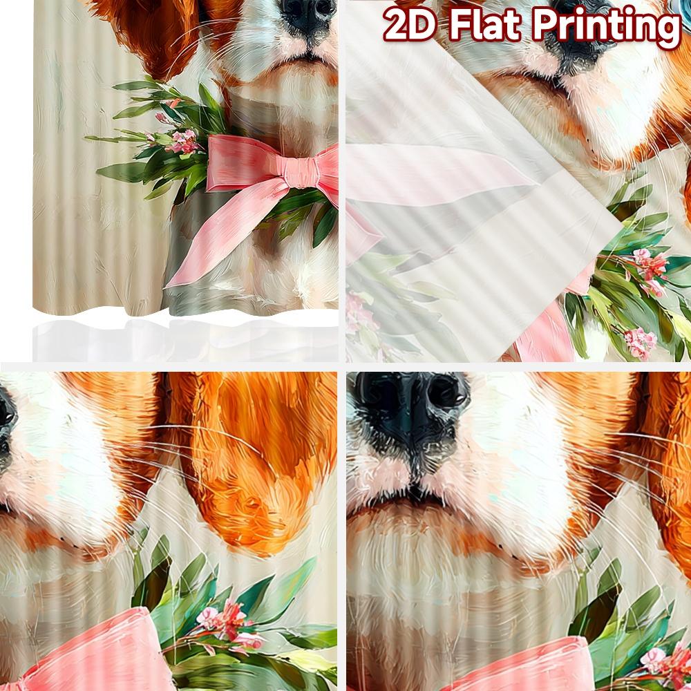 2D flat printing 2pcs Party Curtains Cute Dog Bow Tie Digital Printed Polyester Drapes Seasonal Party & Holiday Decor for Home