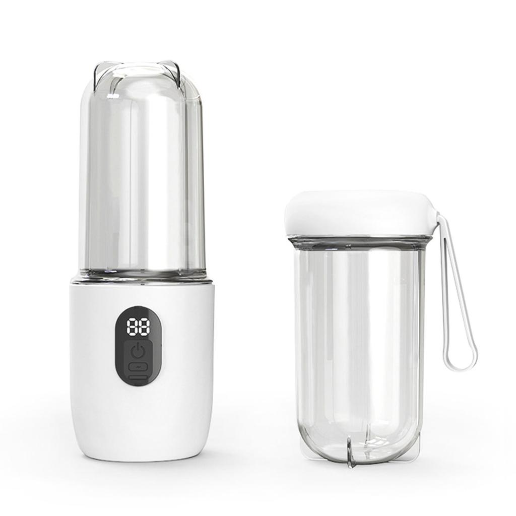 Portable Blender Electric Cordless USB Rechargeable Juicer Cup with Lid Powerful Blending for Gym Travel Kitchen White