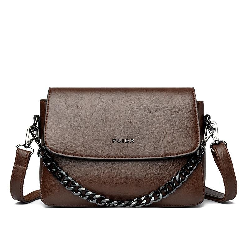 

Женская повседневная сумка через плечо на одно плечо с цепочкой в стиле ретро, маленькая квадратная сумка, рюкзак Postman, сумка через плечо Out of The Street кофейный