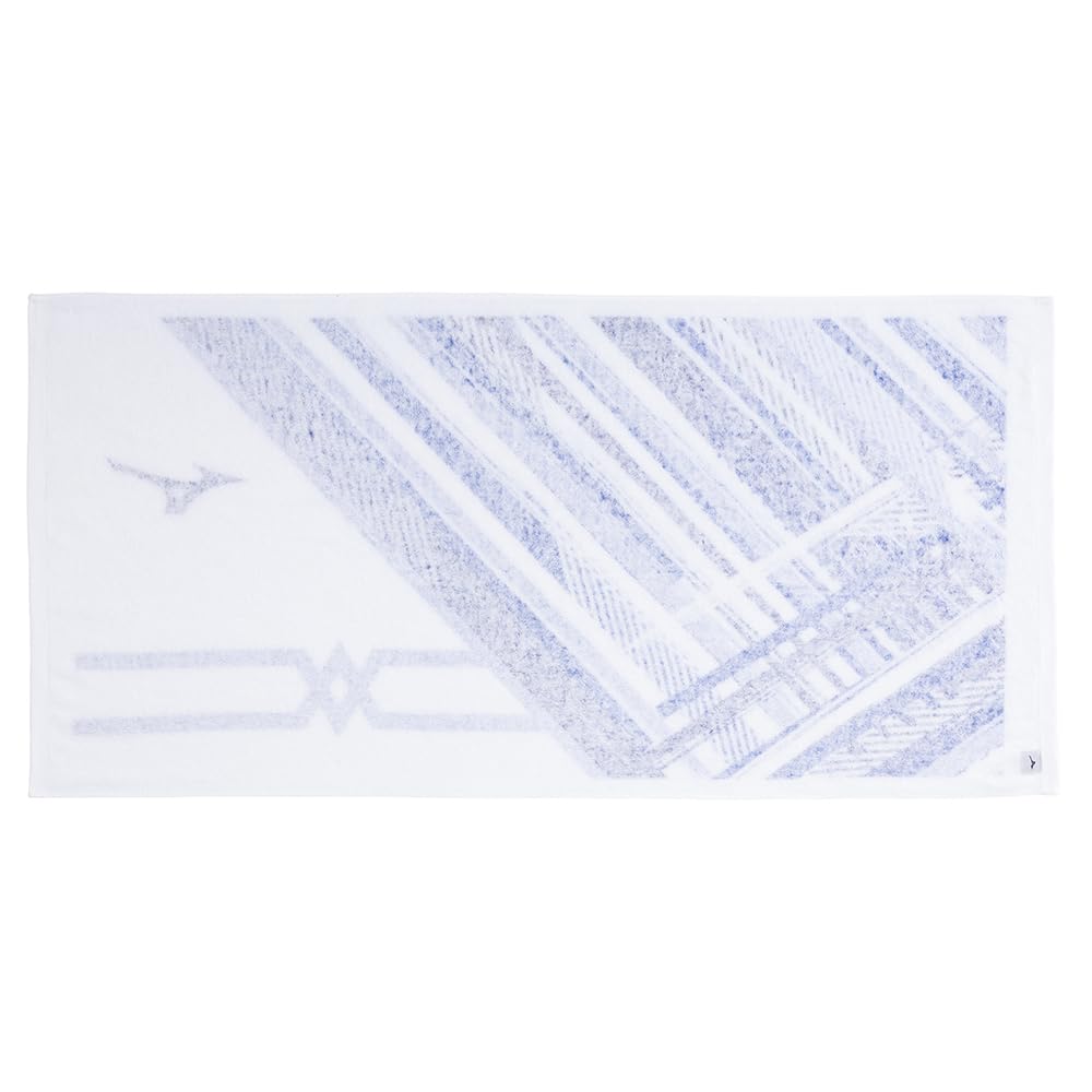 Mizuno Imabari Sports Bath Free Size Towel, Towel, Boxed, White/Blue (32JYB100),
