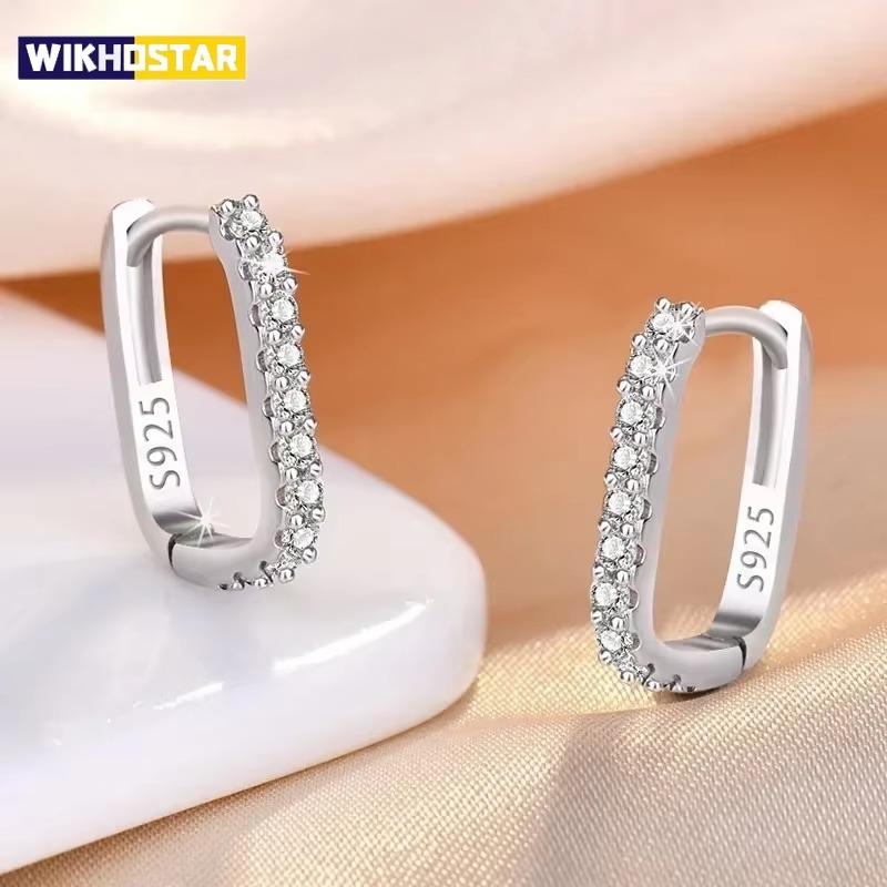 925 Sterling Silver  Circle Hoop Earrings for Women Fashion Luxury  Crystal Zirconia Earrings Party Wedding Versatile Jewelry