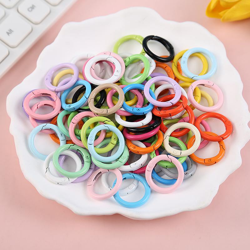 Yogodlns 10/50 Stück Metall-O-Ring, Federverschluss, zum Öffnen, rund, Karabiner, Schlüsselanhänger-Clips, DIY-Schmuck, Schnalle, Verbinder, Taschenzubehör, mehrere Farben