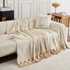 Letter Plaid Printed Sofa Towel Blanket Chenille Sofa Cover Universal Throw Sofa Blanket Sofa Slipcover for Living Room Deco