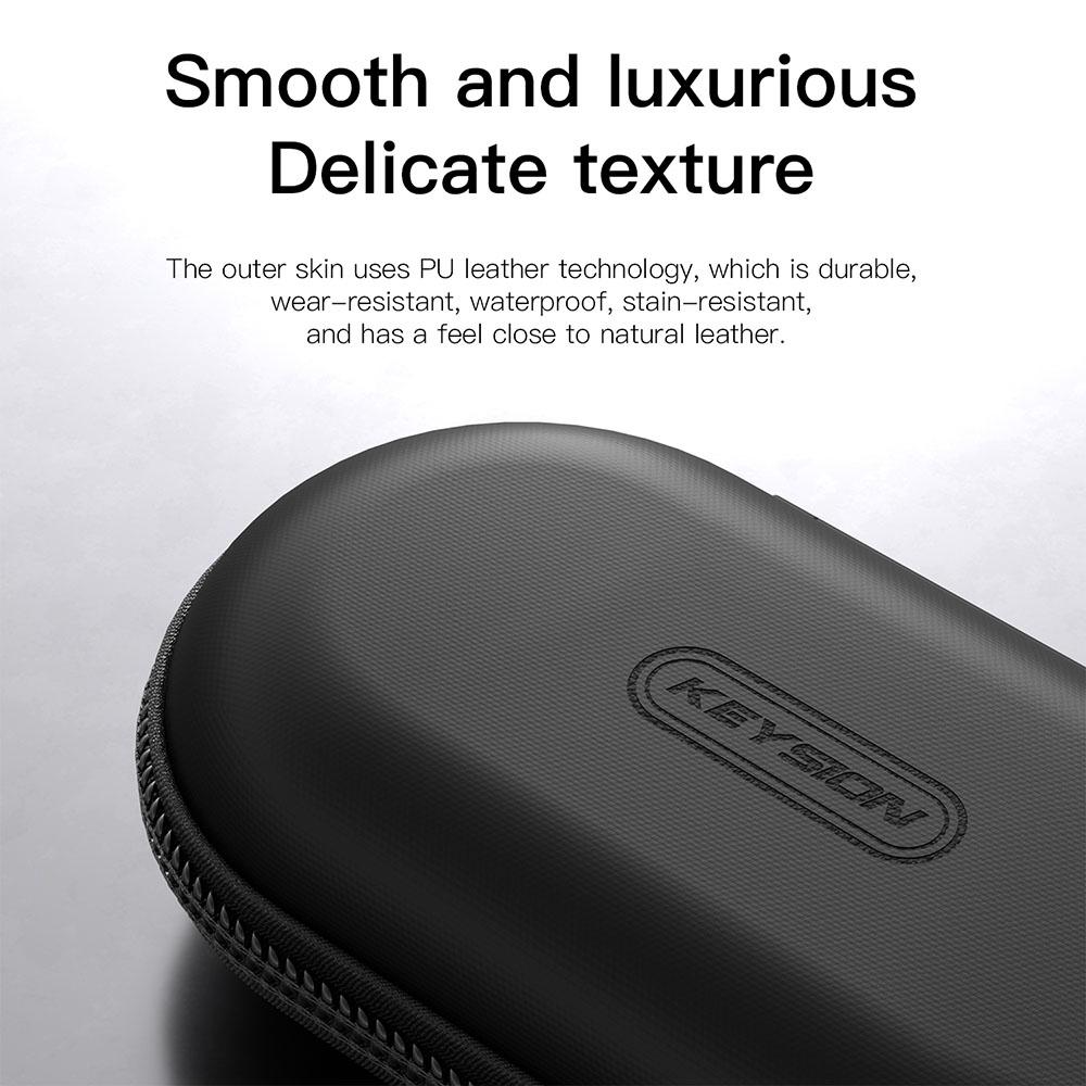 KEYSION PU Leather EarPhones Case Travel Dustproof DAC Headphone Amplifier AMP Cable Oval Storage Box Bag Headset Accessories