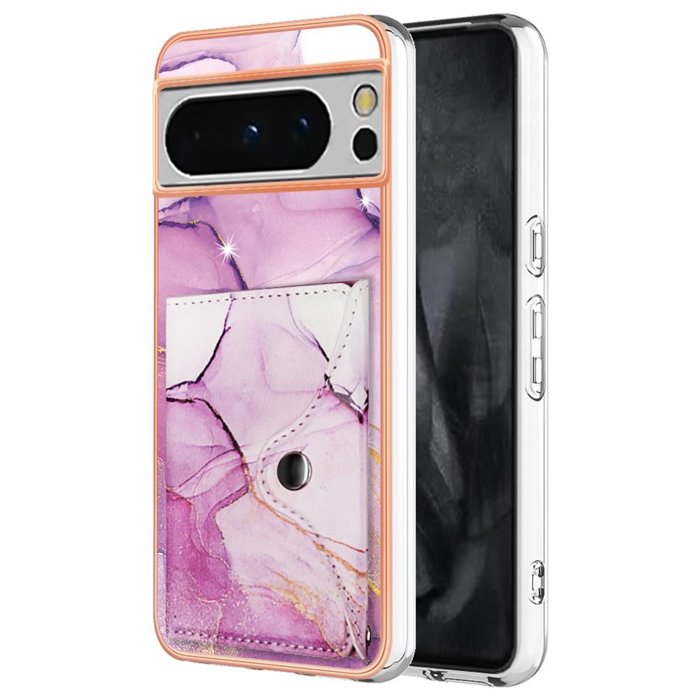 YB Leather Coating Series-9 for Google Pixel 8 Pro Case Card Holder Kickstand Leather Back Cover