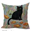 Black Cats with Goldfish Theme Double-sided Printed Pillow Cover Short Plush Suitable Living Rooms Bedrooms Throw Cushion Cover