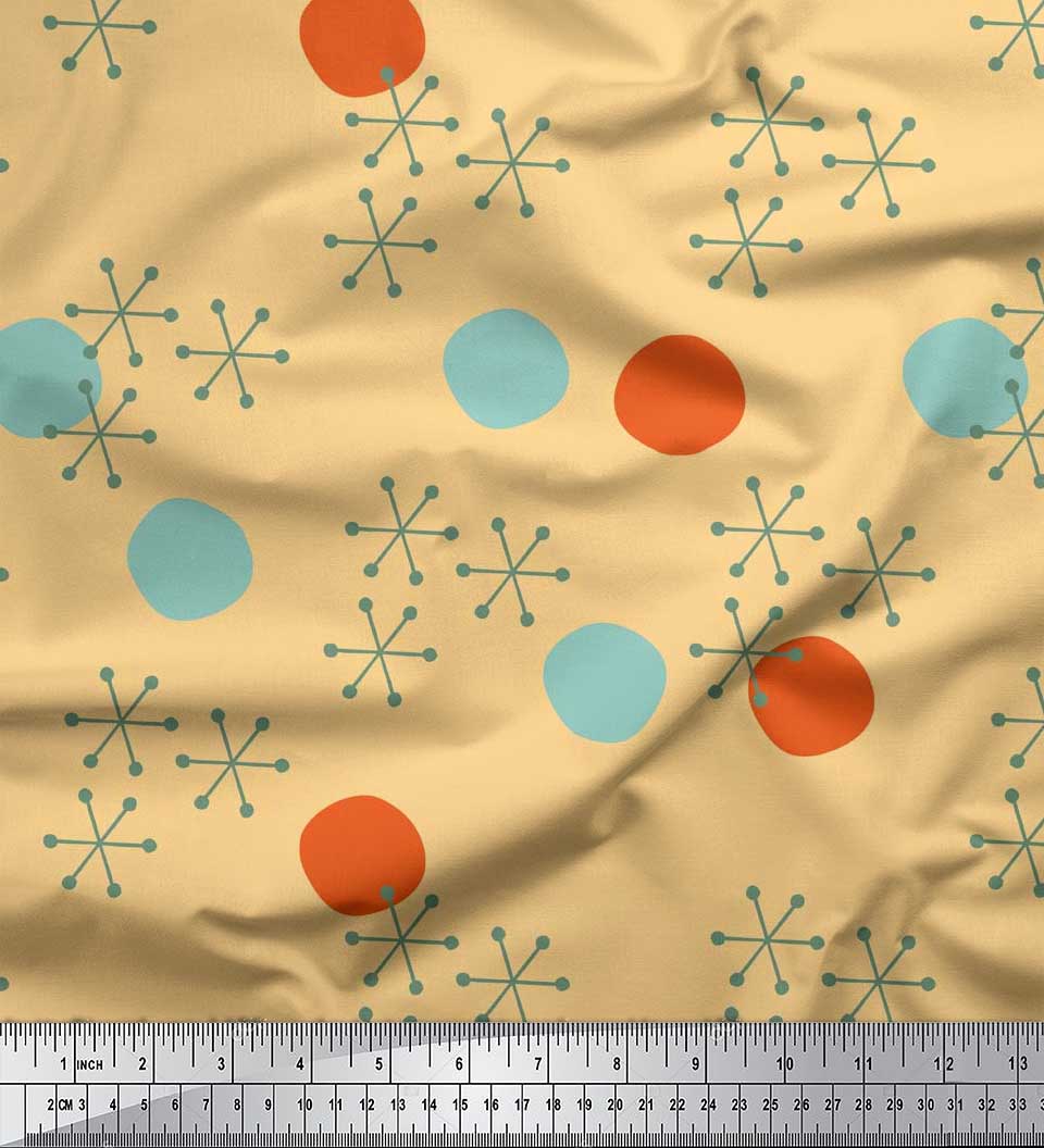 

Шовкова тканина Soimoi Satin Geometric & Polka Dots Print Тканина на метр 42 дюйма 42 Inch Wide - Crepe Silk помаранчевий