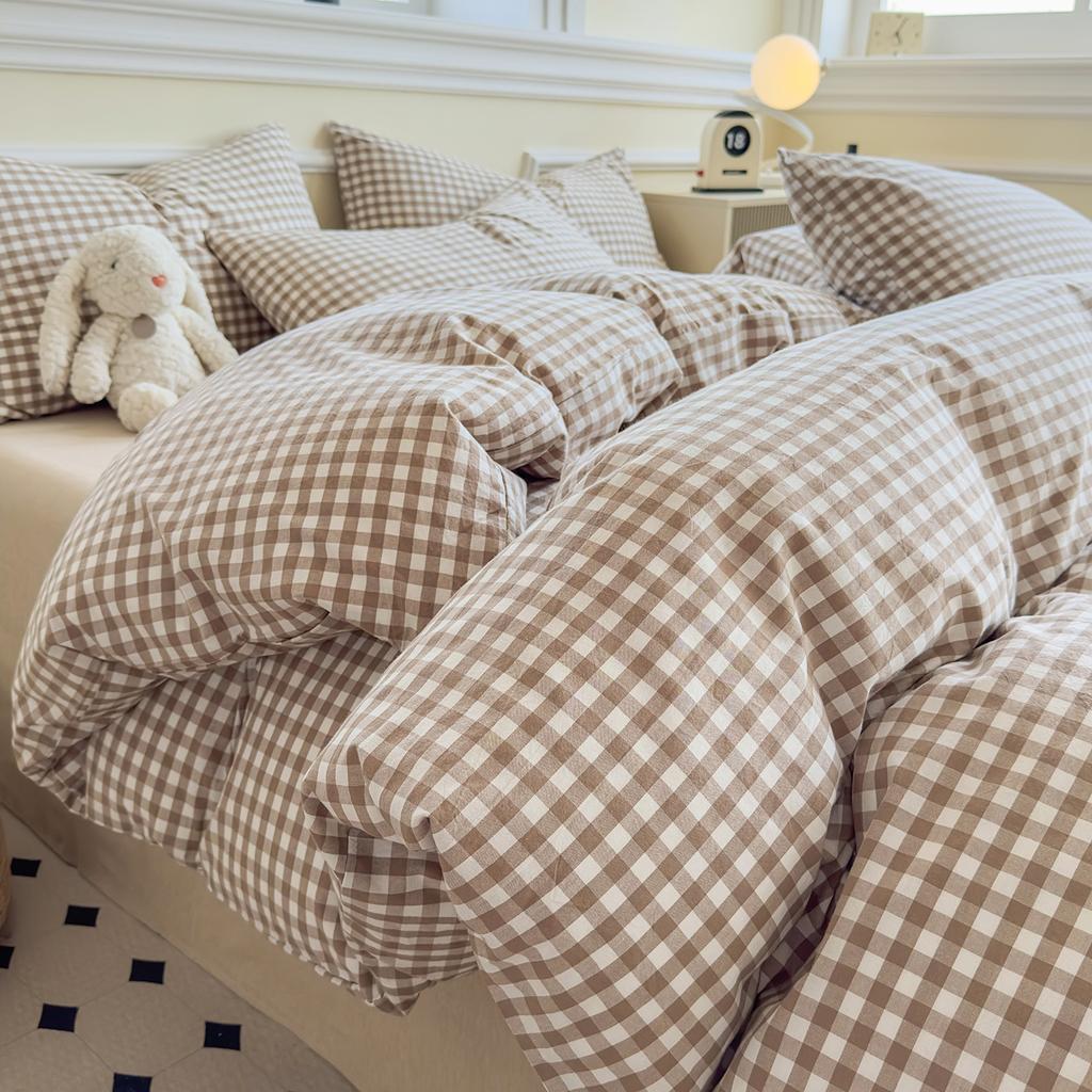 Sleepy Grid Cotton, Pure Cotton, Washed Cotton, Simple Striped Single Duvet Cover
