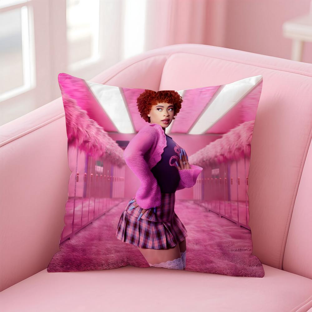 

Trendy Bold American Rapper IIce Spice Cushion Cover Pillowcase Short Plush Invisible zipper Room Sofa Cushion Cover 30X30cm