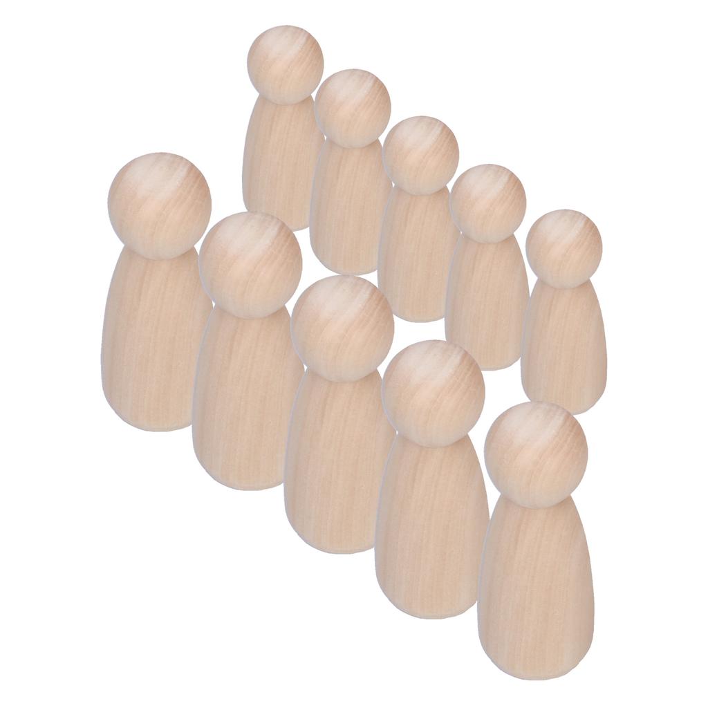 10Pcs Unfinished Wooden Peg Dolls Family Peg Dolls Bodies Kit for DIY Graffiti PaintingFemale Peg