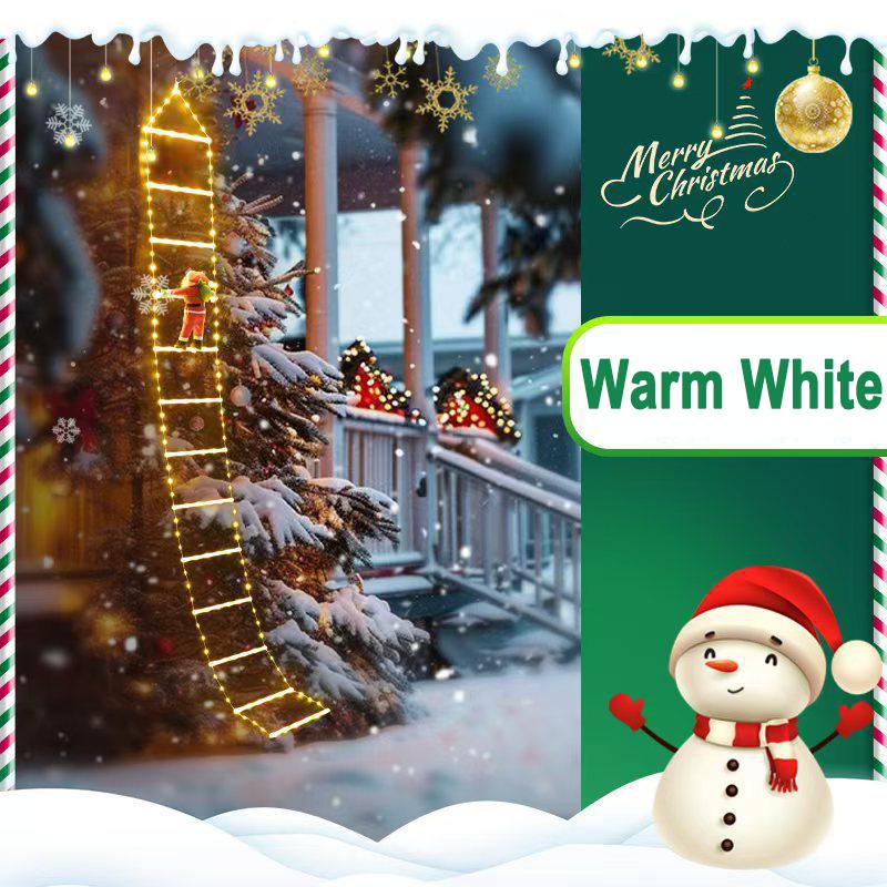 Weihnachtsbeleuchtung USB Leiter Lichterkette 6/8 Sprossen Weihnachtsmann Kletterdeko 8 Modi für Innen Außen Veranda Fenster Baum Party