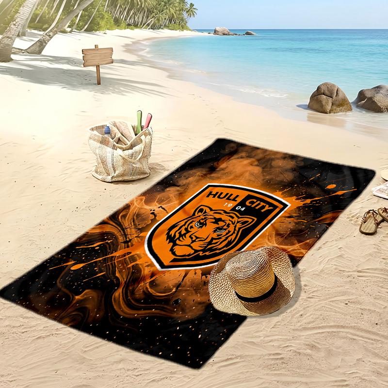 Hull City Football Print Beach Towel, Large Soft Quick Dry Towel for Beach Camping Swimming
