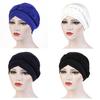 Modny Jednokolorowy Pleciony Muzułmański Turban Kapelusz Chemo Bandana Headwrap