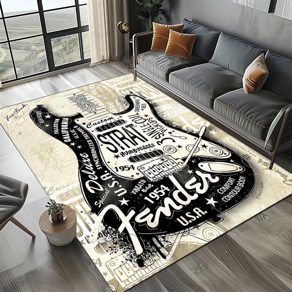 27 Style New 3D Fender Retro Guitar Instruments Music Carpet Rug for Living Room Bedroom Home Sofa Decoration,Non-slip Floor Mat