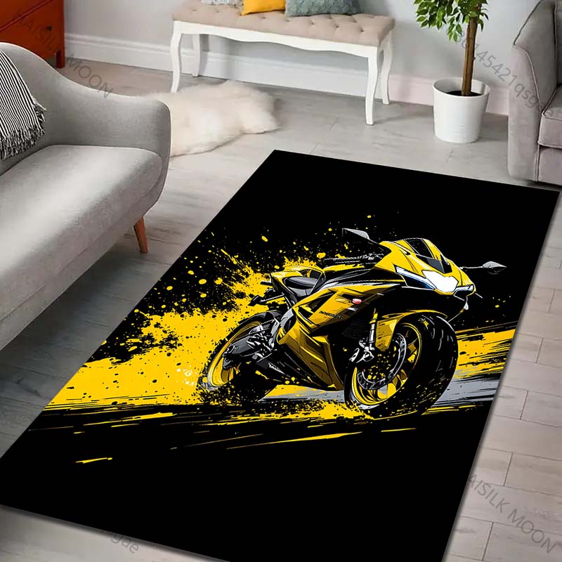 Motorcycle Racing Art Pattern Carpet for Living Room Bedroom Sofa Creative Doormat Home Decor Area Rug Non-slip Mat