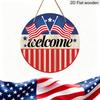 2D flaches patriotisches Willkommensschild aus Holz mit amerikanischen Flaggen, Sternen und Streifen, Türhänger, rustikales Bauernhaus, 4. Juli Heimdekor, Unabhängigkeit