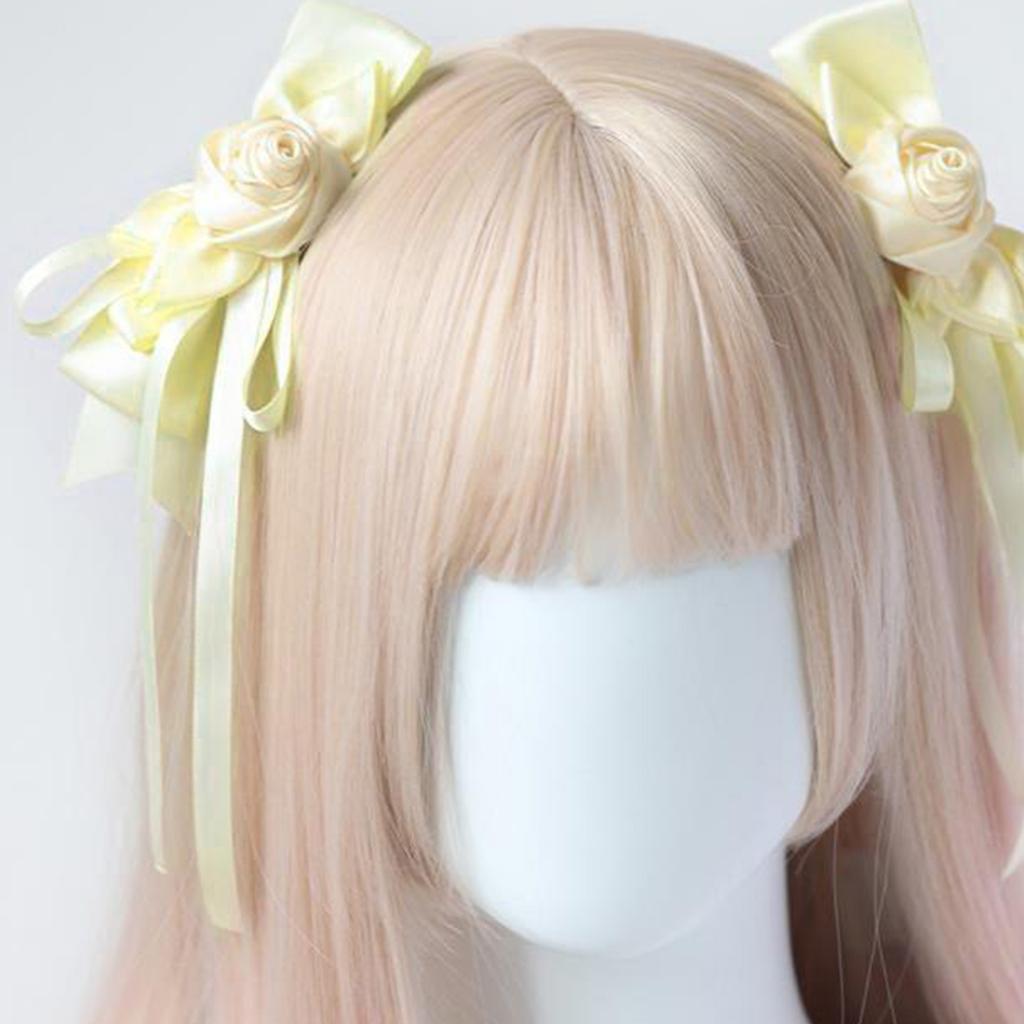 1pair Bowknot Shape Hairpins Hot Girls Rose Ribbon&Bowknot Hair Clip Makeup Hair Clip for Woman Ponytail Hair Clip