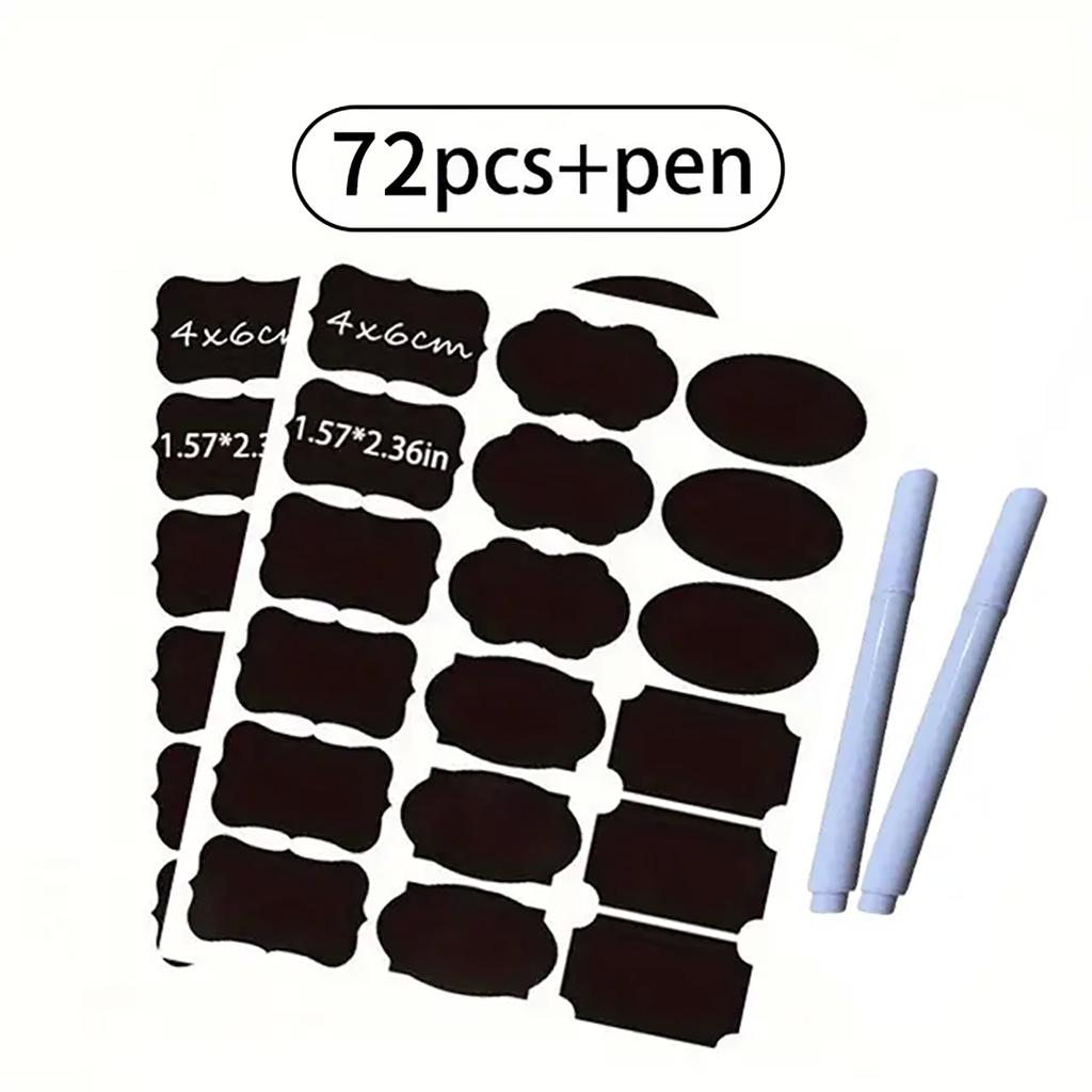 Reusable Waterproof Blackboard Sticker Labels with Self-Adhesive Pen Included for Food Storage Containers Spice & Cheese Markers