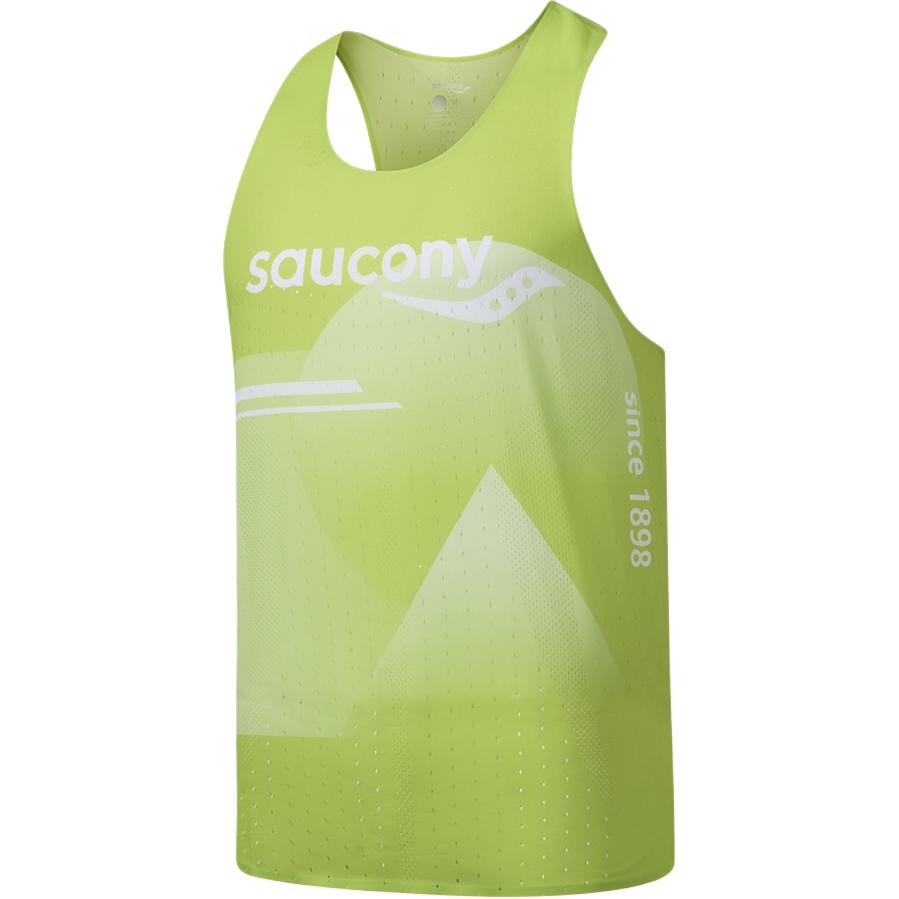 

Saucony Speed Running Series Round Neck Fashion Comfortable Sleeveless Sports Tank Top Unisex Tops Geometric-Yellow Green SA2250TK63T-PR229 M