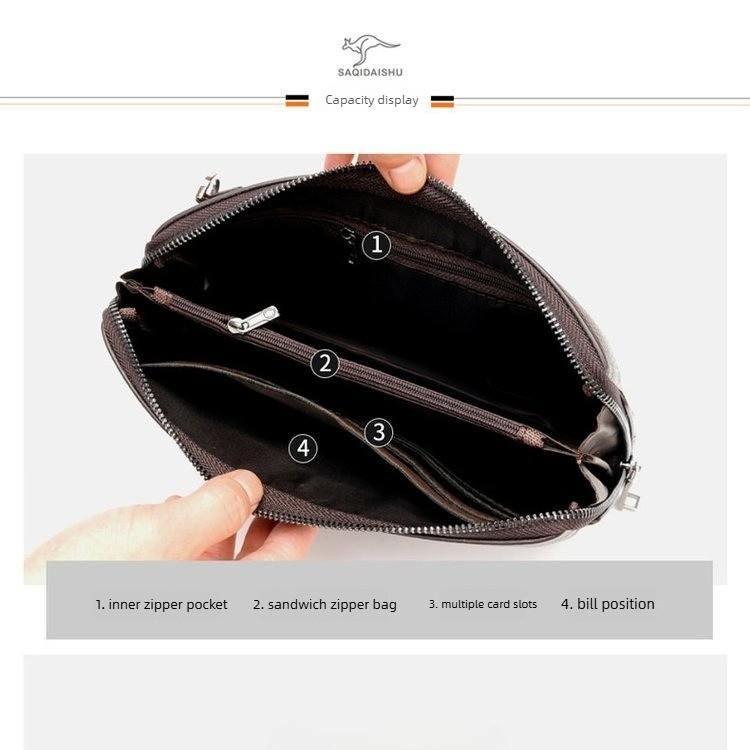 Men's Lychee Pattern Business Clutch Bag with Lock Anti-theft Bag