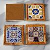 2025 Bohemian Square Vintage Retro Insulation Pad, Mat Floral Tile Ceramic Coffee Coaster, Kitchen Home Desktop Decoration Pads