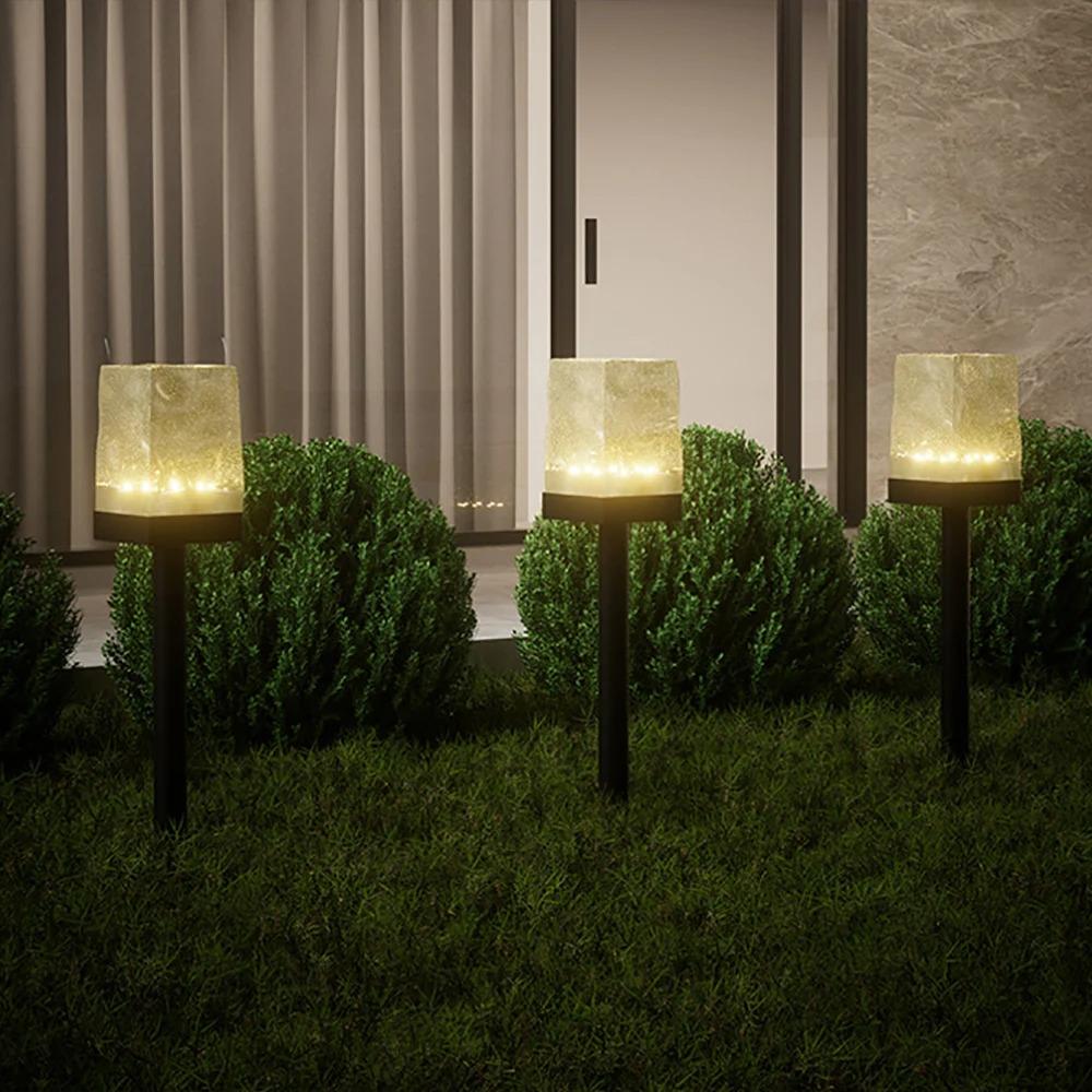 Solar Powered Cube Outdoor Lights, Multicolor Intelligent Light Controlled Sensor Lights, Suitable for Gardens, Paths and Patios
