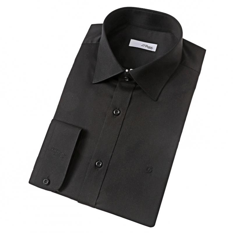 S.t. Dupont Long Sleeve Regular Fit Stretch Spandex No Pocket Black Shirt Se5fm12ls905sbk