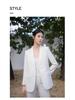 Women's Elegant White Designer Blazer Set: Professional Korean-Style Formal Wear for Interviews and Social Events