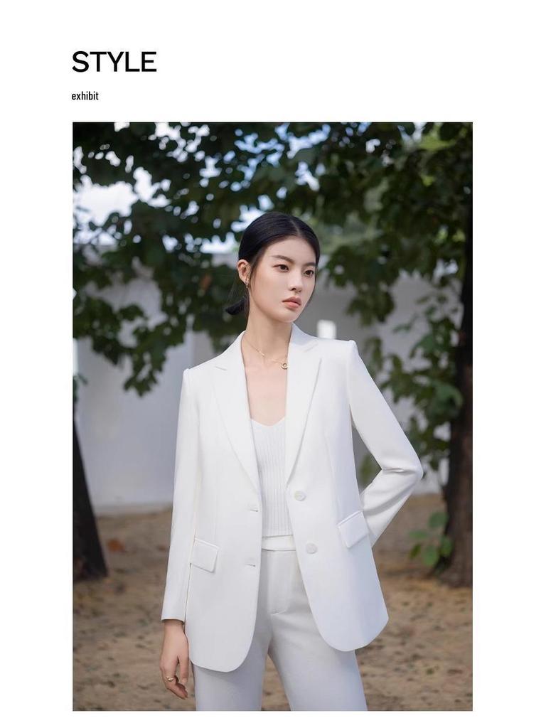 Women's Elegant White Designer Blazer Set: Professional Korean-Style Formal Wear for Interviews and Social Events