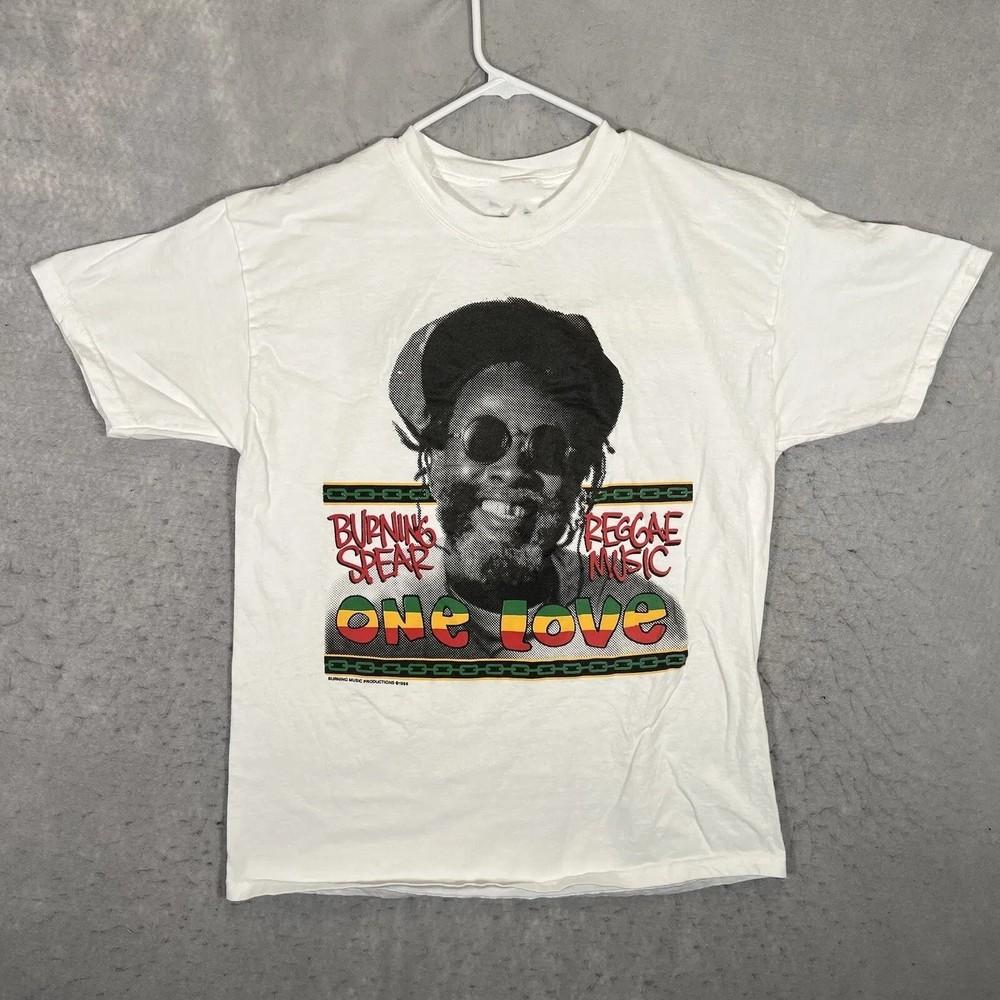 Vtg Burning Spear Reggae Musik Baumwolle Weiß Vollgröße Unisex T-Shirt PA185 Unisex T-Shirt