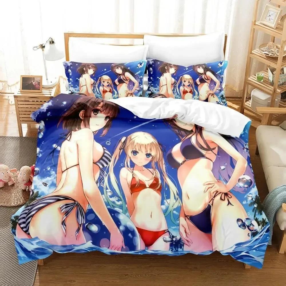Saekano How To Raise A Boring Girlfriend Beding Set Printed Bed Linen Set With Pilowcase Bed Soft Duvet Cover Soft Quen Super King-Sized Dimensionsd