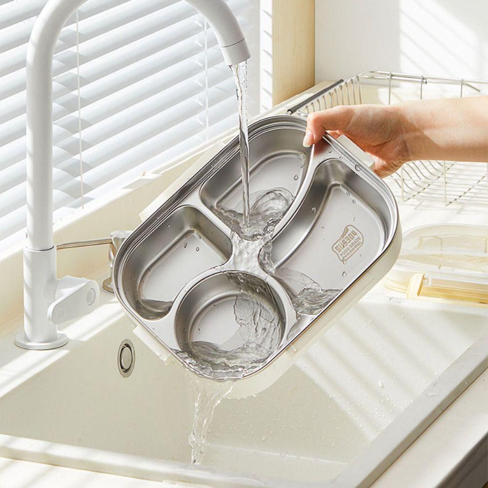 Divided Insulated Lunch Box 900/1400ML Compartment Lunch Box Stainless Steel Lunch Box  Worker