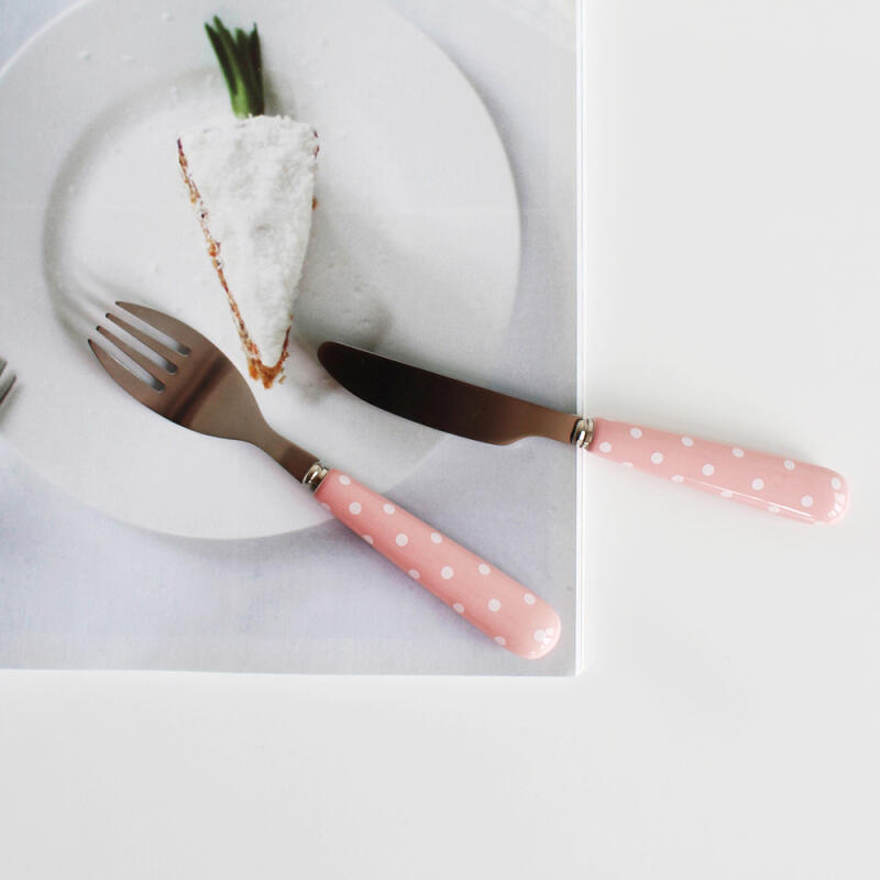 Retro Mönster Dessertbestick / Rosa Prickar