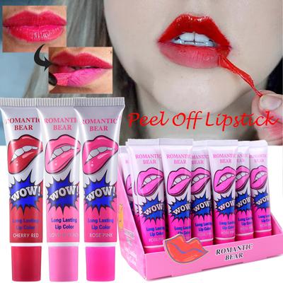 6 Farben Erstaunlicher abziehbarer flüssiger Lippenstift, wasserfest, langlebig, Lipgloss-Tönung, feuchtigkeitsspendend, abreißbarer Lippenfleck, Make-up-Kosmetik