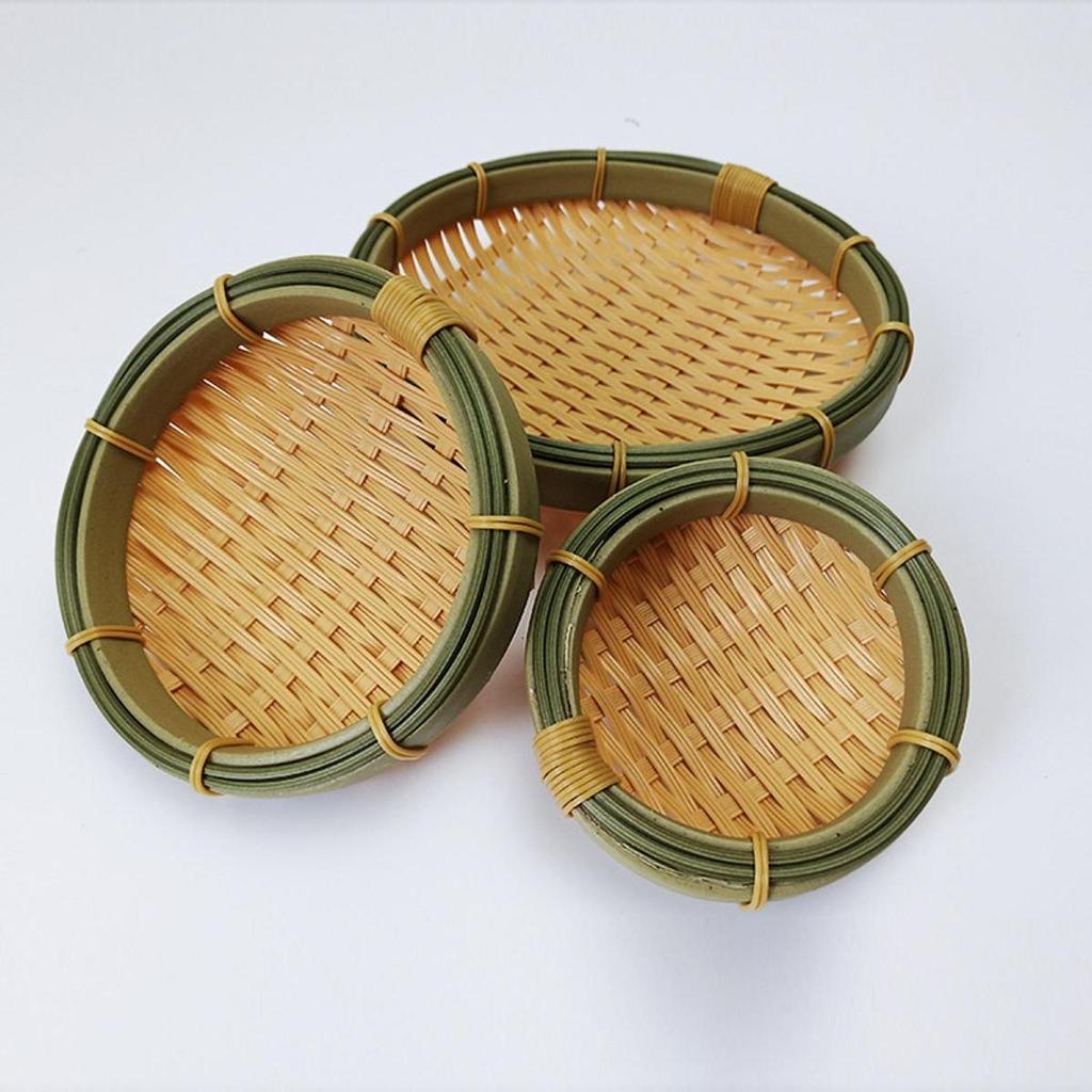 Woven Basket Tray Multipurpose Round Fruit Basket for Kitchen Home Party