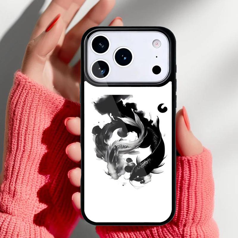 Koi Carp Fish Yin Yang Phone Case for iPhone 17 16 15 14 13 Pro Max Back Cover for 12 11 Pro Coque