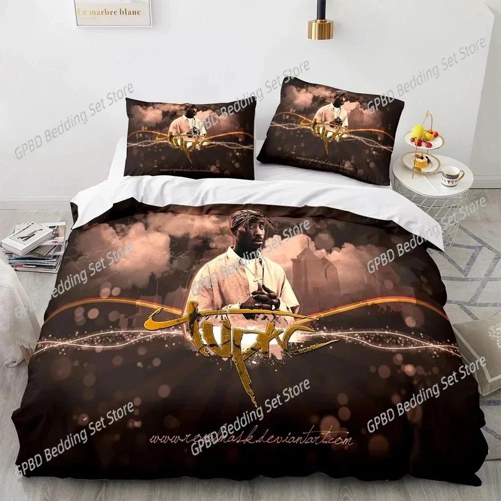 Tupac Shakur Raper 2Pac Beding Set 3D Printed Suitable for Bedrom Soft Durable Quality Duvet Cover Set With Pilowcases Children Kids Home Textile