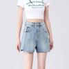 New Patchwork High-Waist Light Blue Denim A-Line Shorts - Summer 2025 Collection