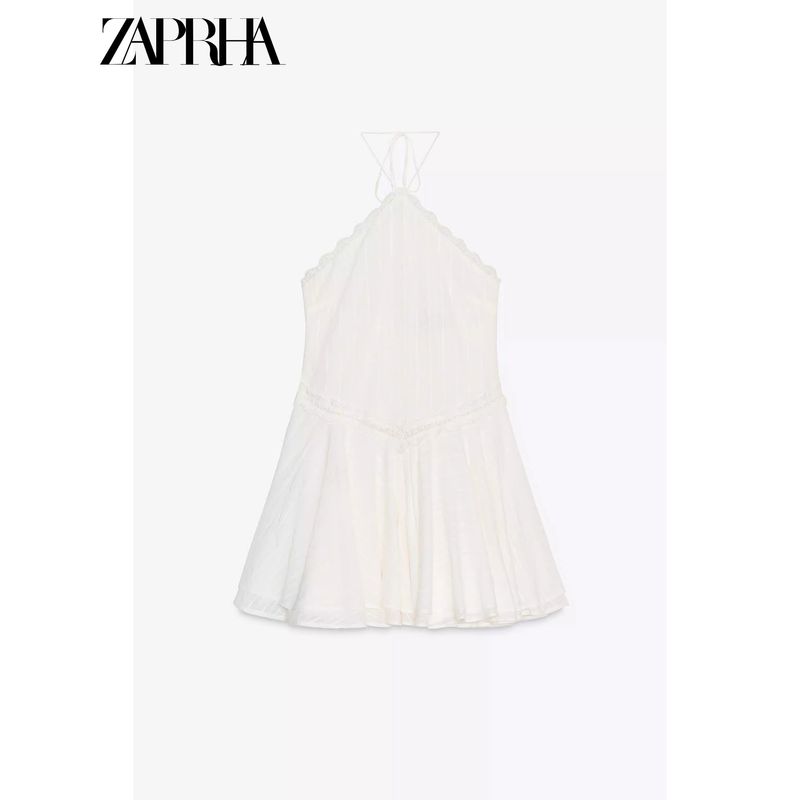 Zaprha 2025 New Arrival Laminated Decoration Hanging Collar Short Dress Waist Trimming Short Small 5107314