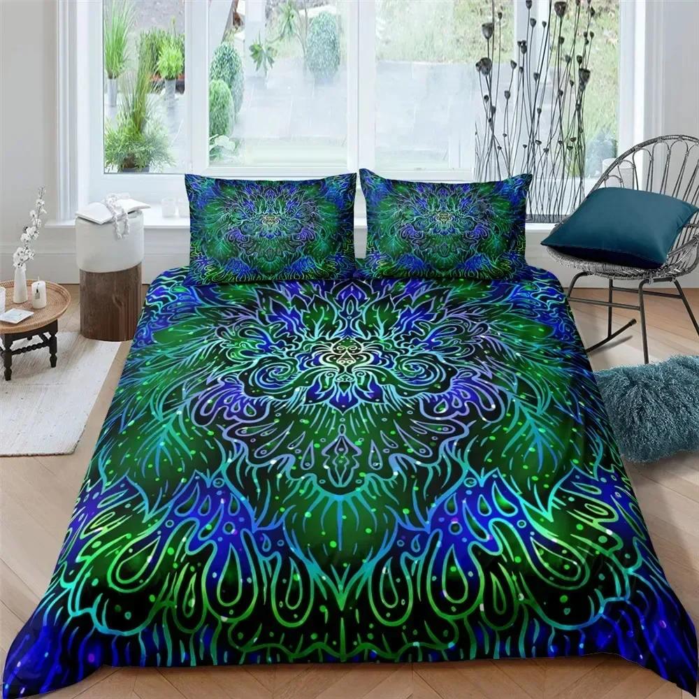 3D Print Bohemian Lotus Mplusala Flower Beding Set Bedrom Soft Modern Bedspreads Comefortable Soft with Soft Fabric Duvet Cover Quilt Pilowcase