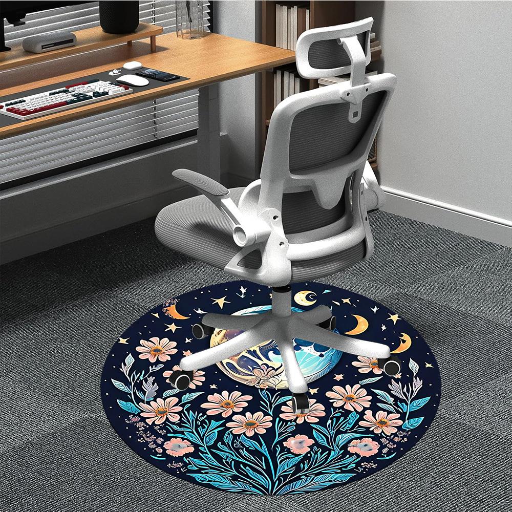 

1 шт. Лунные Цветы Офисный Круглый Ковер, Коврик для Помещений, Подходит для Офиса, Под Офисные Стулья, Спальни, Гостиной, Домашнего Декора149 80cm by 80cm
