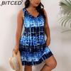 BITCED Women's Fashion Print O-Neck Sleeveless Dress