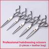 Professional Hair Cutting Scissors Set Straight Thinning Curved Chunky Tooth Shears Salon Barber Kit