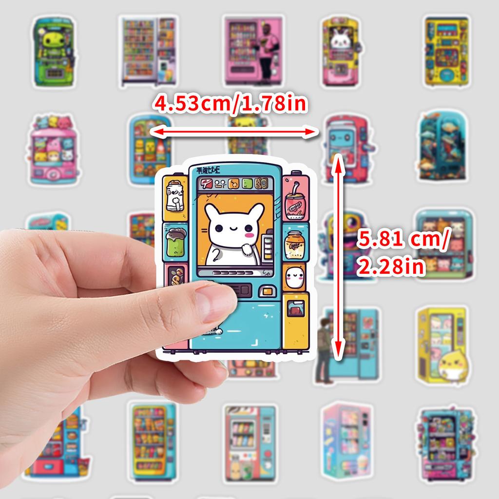 50 Cute Vending Machine Series Graffiti Stickers Stationery Stickers Water Cup Computer Waterproof Decorative Stickers