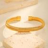 Stainless Steel Elastic Opening Bracelet for Women,Gold Color Waterproof Stripe Bangle Bracelets,Classic Jewelry Gifts