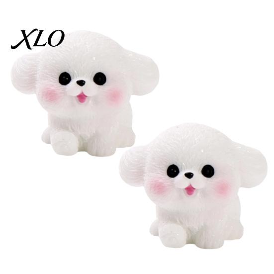 Mini Resin Animal Figurines 2Pcs Dog Figurines, Cute Puppy Miniature Figures, Small Sand Table Scene Props Ornaments for Micro Landscape, DIY Crafts,