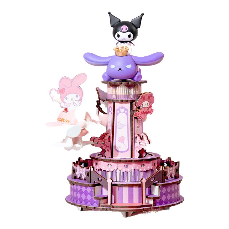 Ruotai Kuromi Rotating Airplane Music Box Building Block Toy